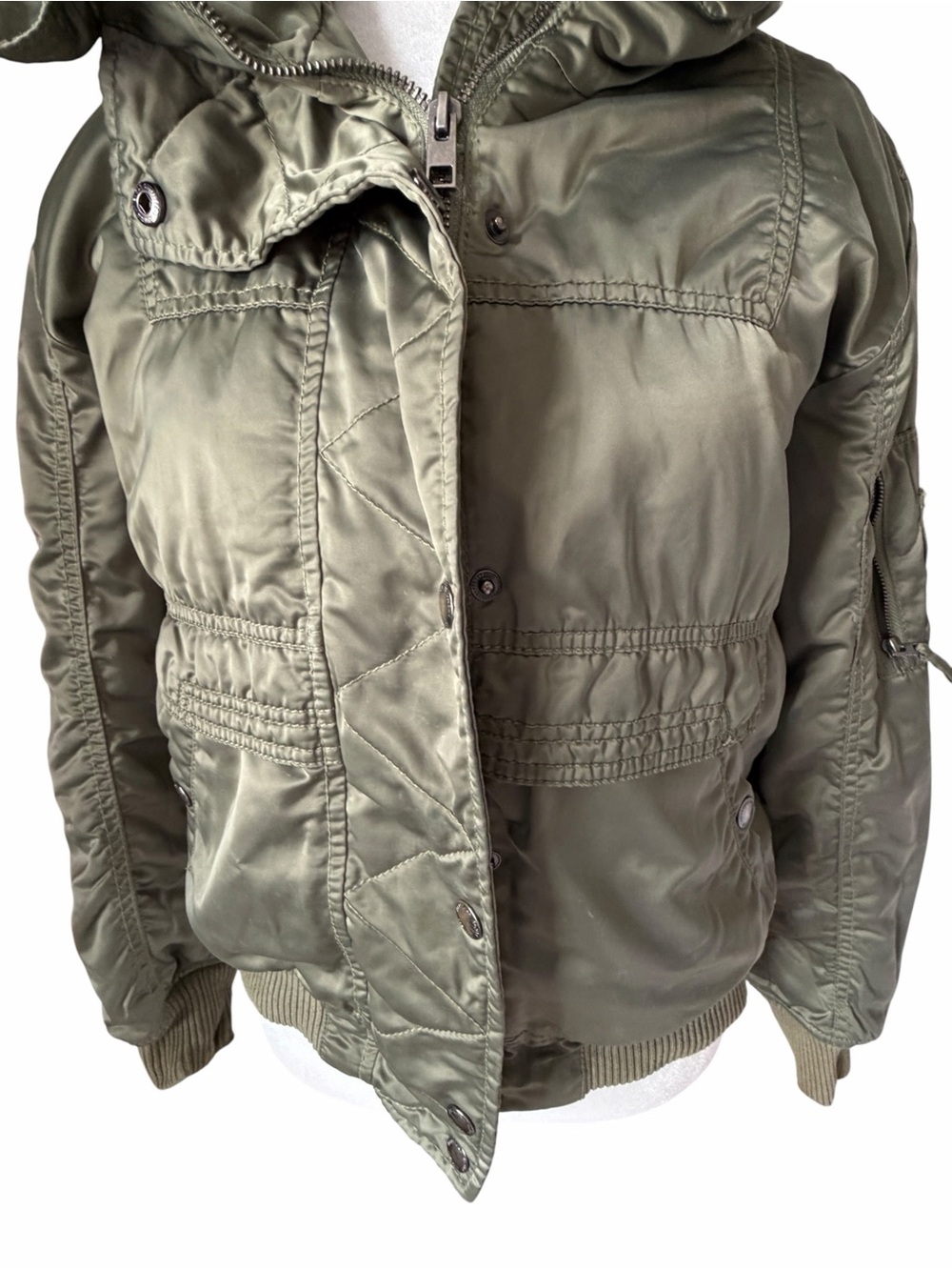 American Eagle Outfitters AE-177 Satin Bomber Jacket XS Green - Picture 3 of 10